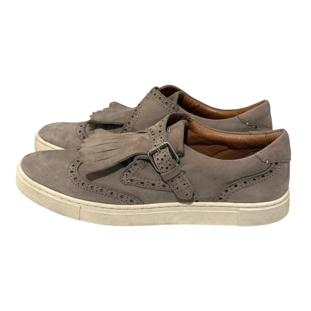 Frye Gemma Fringe Kiltie Buckle Suede Sneakers Grey Women’s 7.5 (3471189)